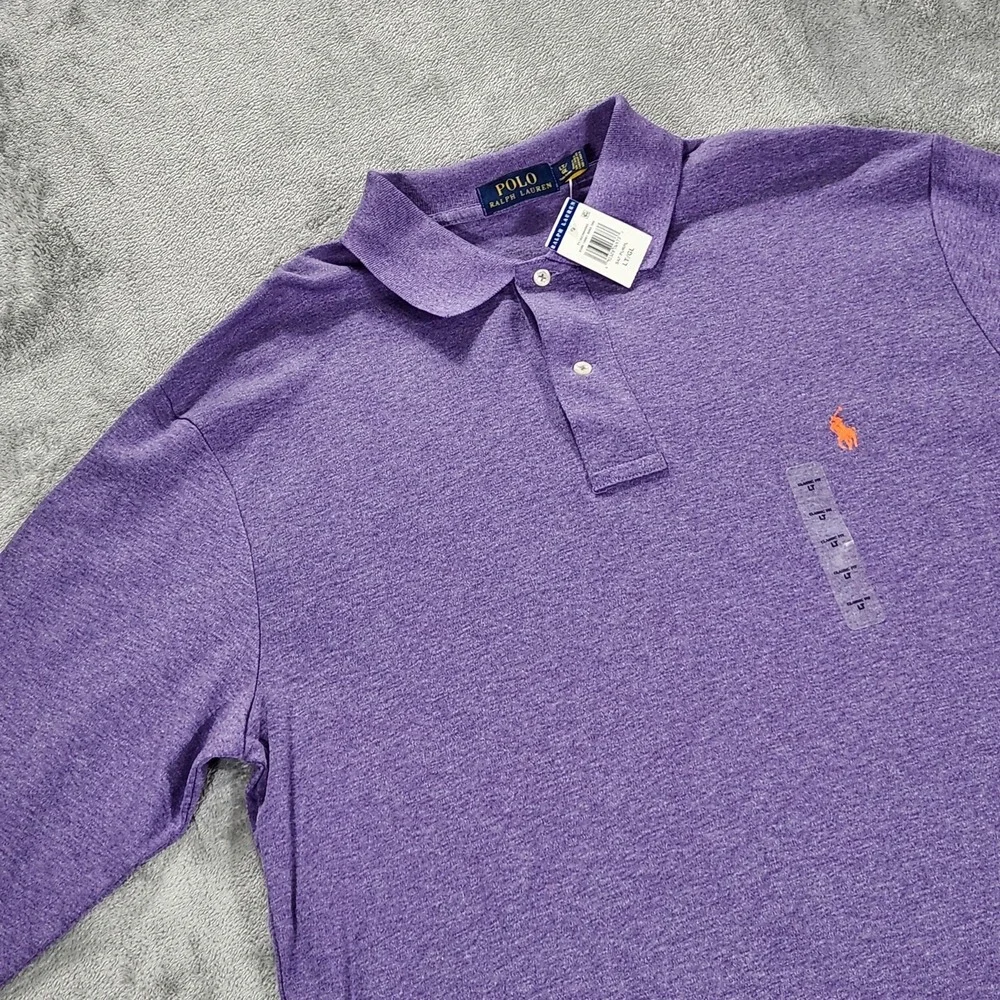 Polo Ralph Lauren Polo Shirt Mens LT Purple Long Sleeve Cotton Pony Big Tall‎